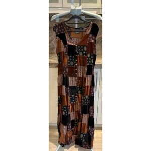 Ecote Patchwork Duster  Dress Women Small Bead embroidered Boho Southwest